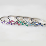 gemstone vine stacker ring ruby purple amethyst blue sapphire blue topaz emerald 925 sterling silver