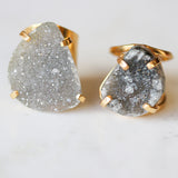 Gray Druzy Cuff Rings