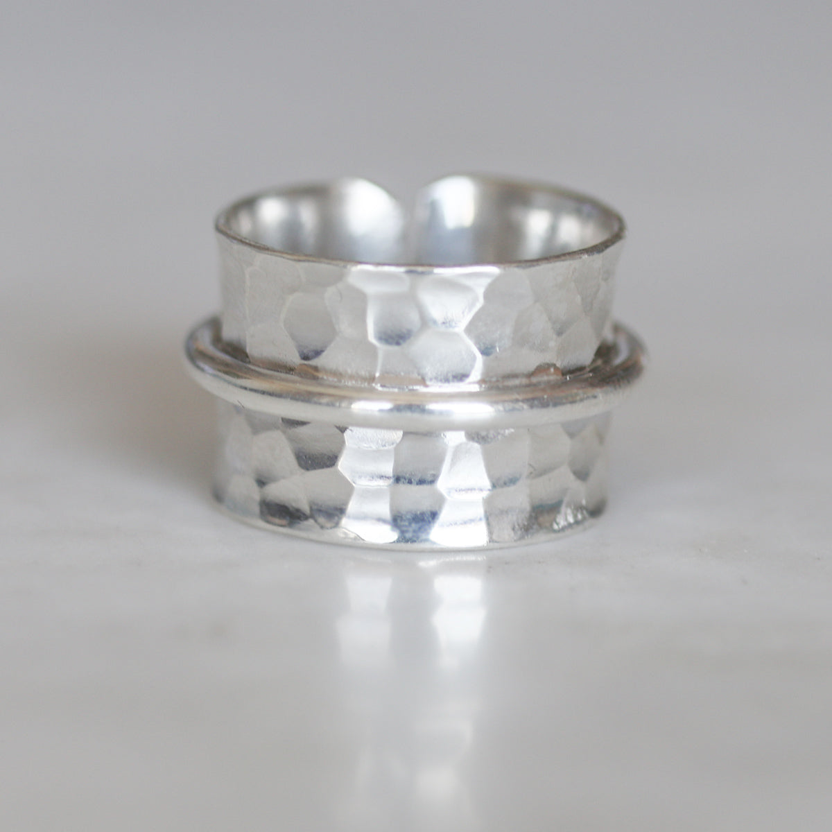 Wide Sterling Silver Toe Ring | Hammered, Adjustable, Thick | Recycled Hammered