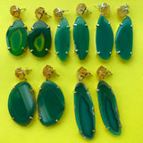 Agate Slice Earrings - Green