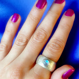 Cigar Band Moonstone Ring