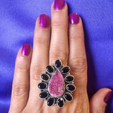 Cobalt Calcite & Onyx Stunner Ring -LG2