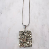 Large Pyrite Necklace - Silver Square