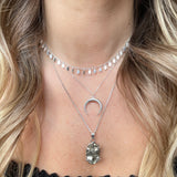 Small Pyrite Necklace - Silver Oval