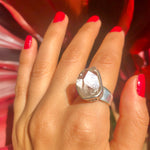 thick band large herkimer diamond ring 925 sterling silver