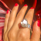 thick band large herkimer diamond ring 925 sterling silver