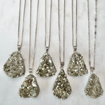 large pyrite pendant necklace large teardrop 925 sterling silver