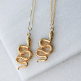 Etched Snake Necklace - Gold