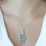 Etched Snake Necklace - Silver