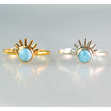 larimar sunrise ring 925 sterling silver gold plated