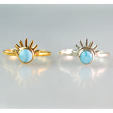 larimar sunrise ring 925 sterling silver gold plated