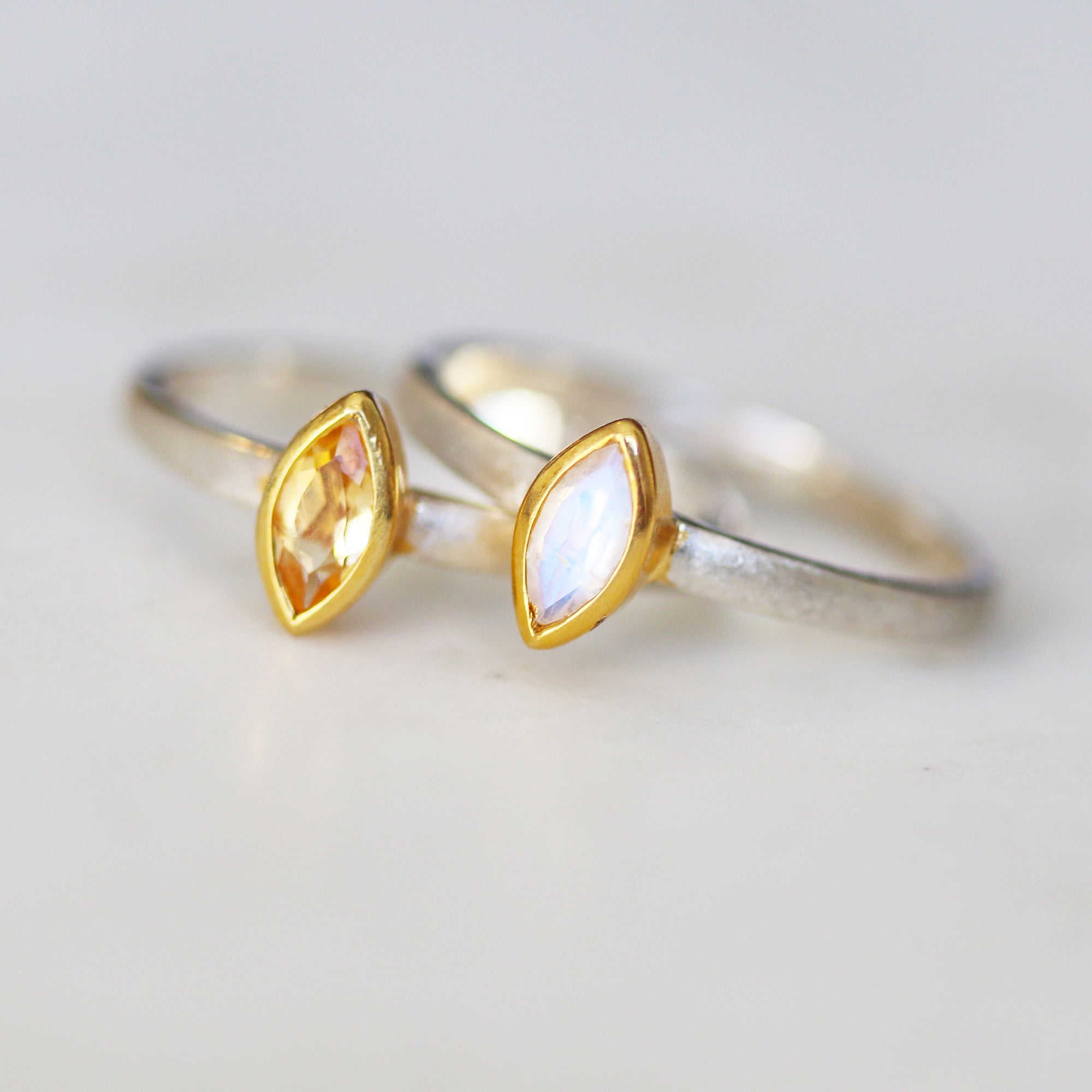 citrine moonstone dainty stacking ring 14k sterling silver waterproof ring