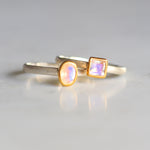 mixed metal moon stone ring 14k gold plated 925 silver