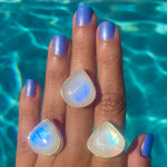 adjustable rainbow moonstone teardrop ring 925 sterling silver