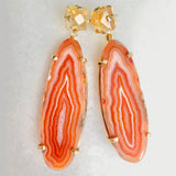 Agate Slice Earrings - Orange