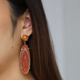 Agate Slice Earrings - Orange