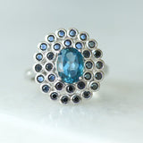 Peacock Princess Ring - London Blue Topaz
