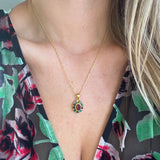 Ruby Emerald Flower Necklace