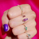 Mixed Metal Gemstone Ring - Topaz & Onyx