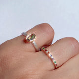 Mixed Metal Gemstone Ring - Topaz & Onyx