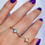 Mixed Metal Gemstone Ring - Citrine & Moonstone
