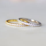 thin crystal infinity stacker ring 14k gold plated 925 sterling silver cubic zirconia