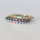 rainbow pave stacker ring 14k gold plated 925 sterling silver black rhodium swarovski crystal cubic zirconia