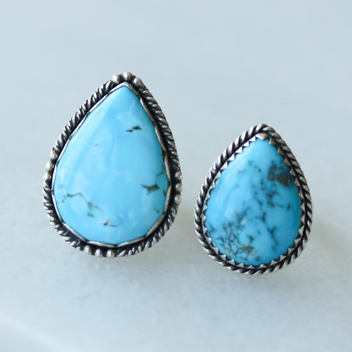 Big Teardrop Native American Turquoise Sterling Silver Ring
