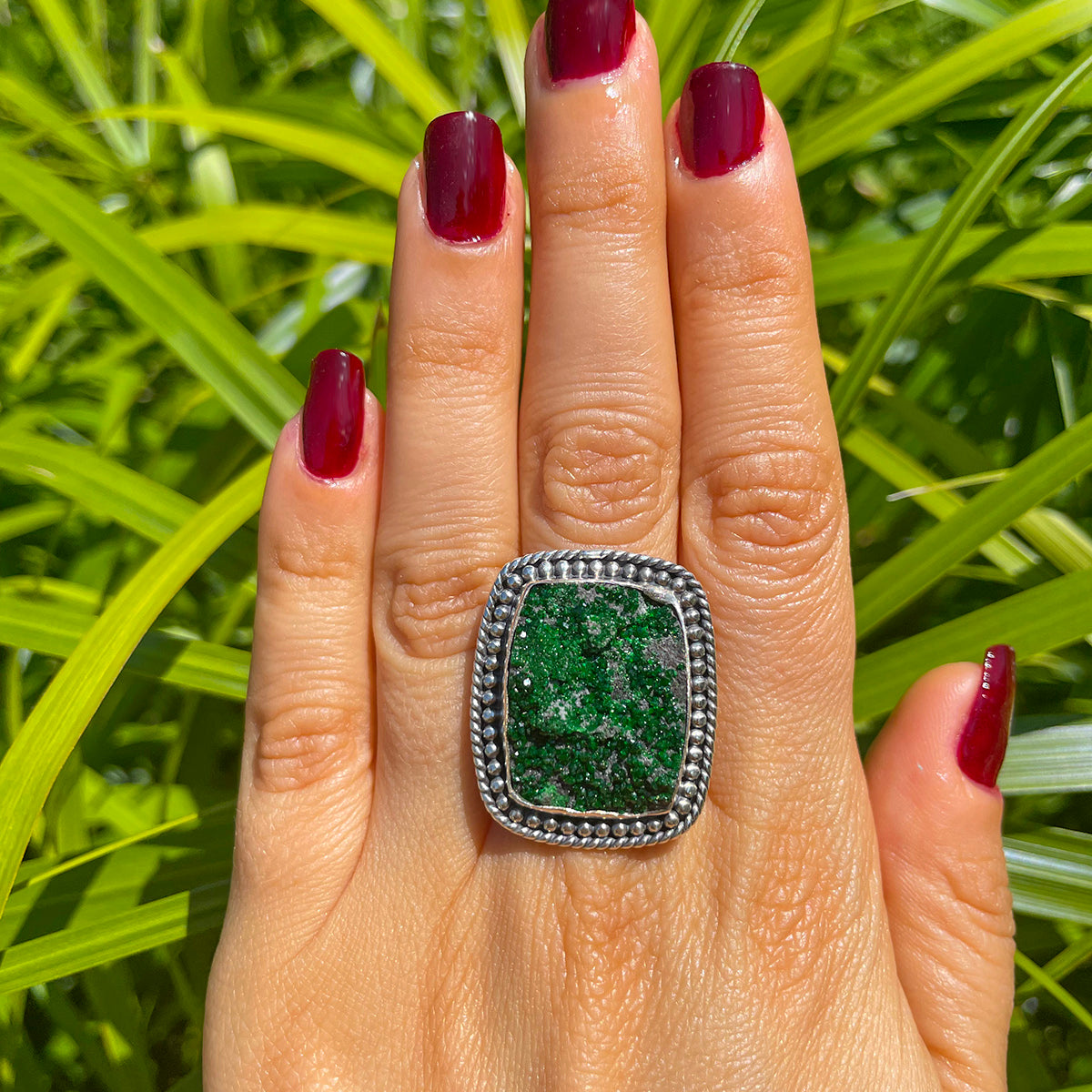 Uvarovite Glittering Garnet Rings