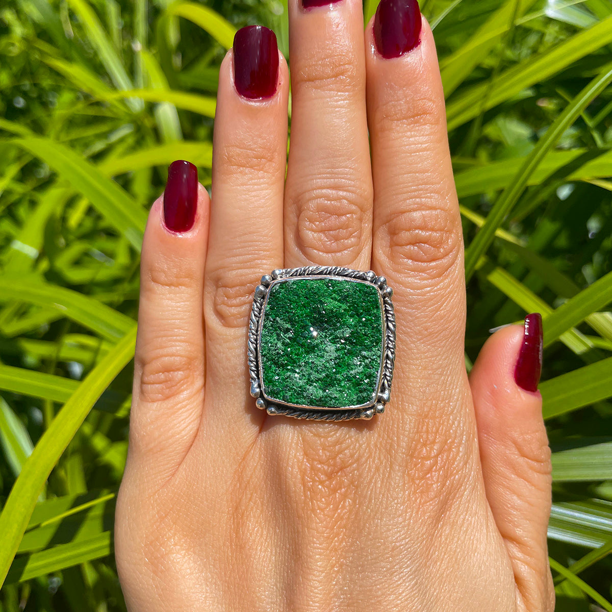 Uvarovite Glittering Garnet Rings