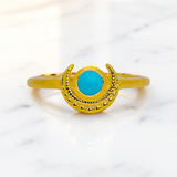 Tiny Turquoise Crescent Moon Ring