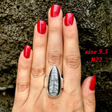  Natural orthoceras fossil ring .925 sterling silver