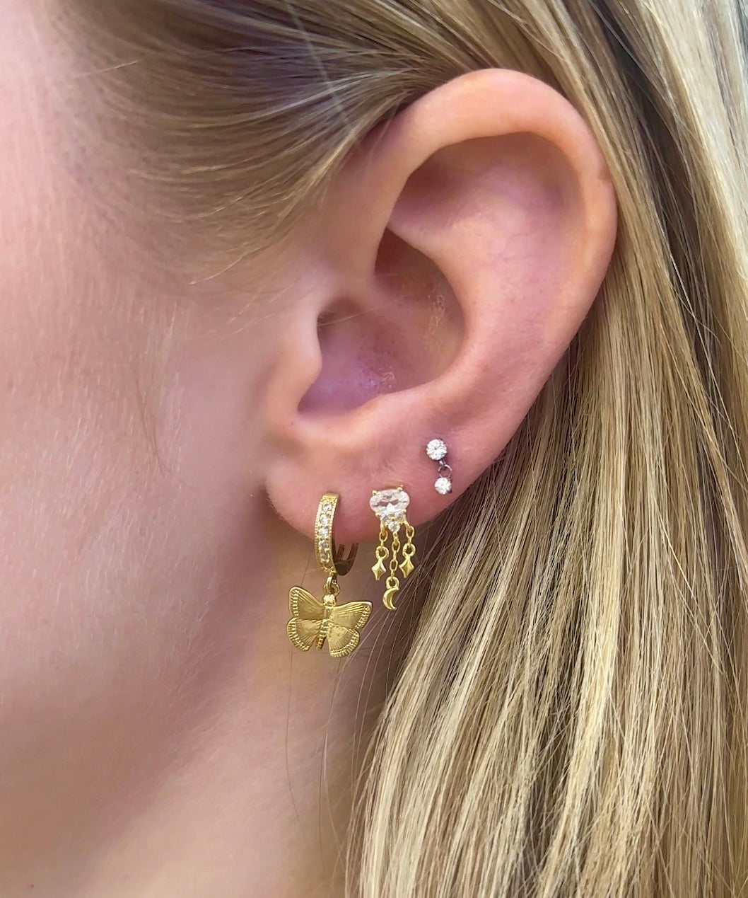 Butterfly Huggie Hoops