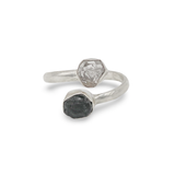 Herkimer Diamond + Black Tourmaline Adjustable Ring