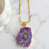 Amethyst Flower Necklace - Gold