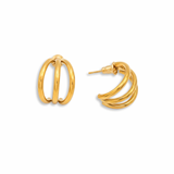 Triple Hoop Post Earrings - Gold