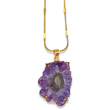Amethyst Flower Necklace - Gold