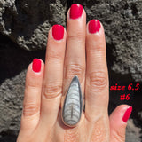  Natural orthoceras fossil ring .925 sterling silver