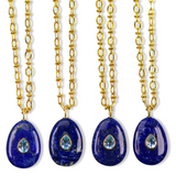 Lapis Lazuli + Blue Topaz Chunky Oval Necklace