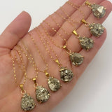 Mini Pyrite Necklace - Gold Teardrop