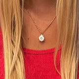 Spiked Pearl Gem Inlay Necklace