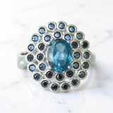 Peacock Princess Ring - London Blue Topaz