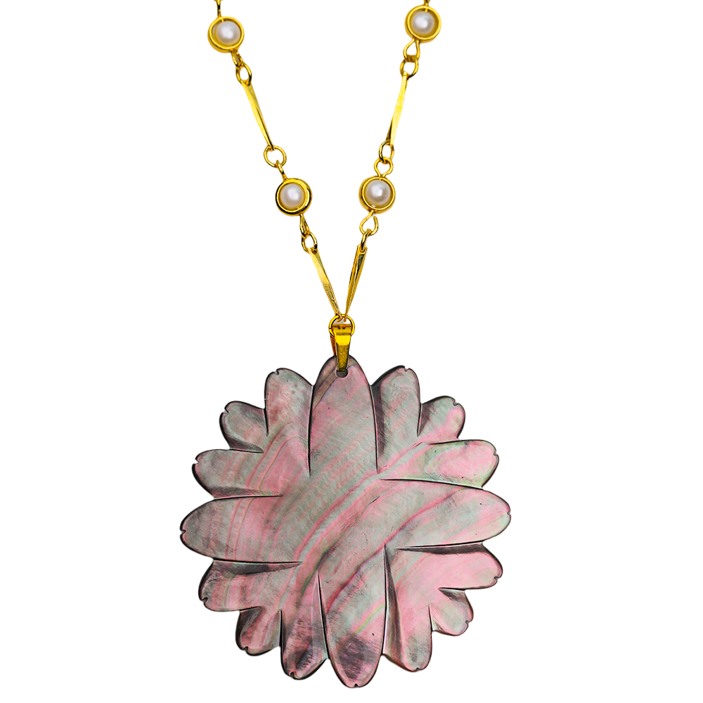 Zinnia Carved Pearl Necklace