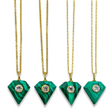 Malachite + Zirconia Inlay Shield Necklace