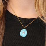 Fluted Turquoise + Blue Topaz Necklace