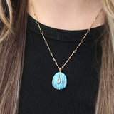 Fluted Turquoise + Blue Topaz Necklace