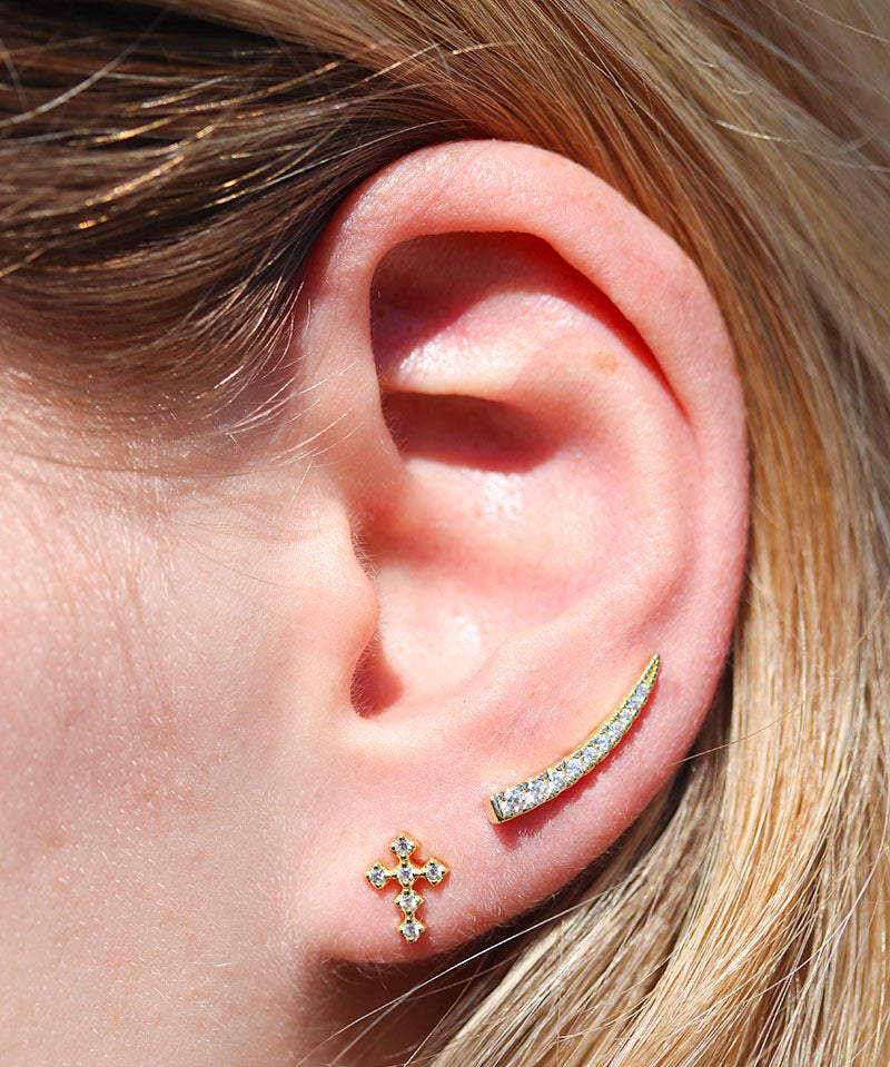 Crystal Cross Studs