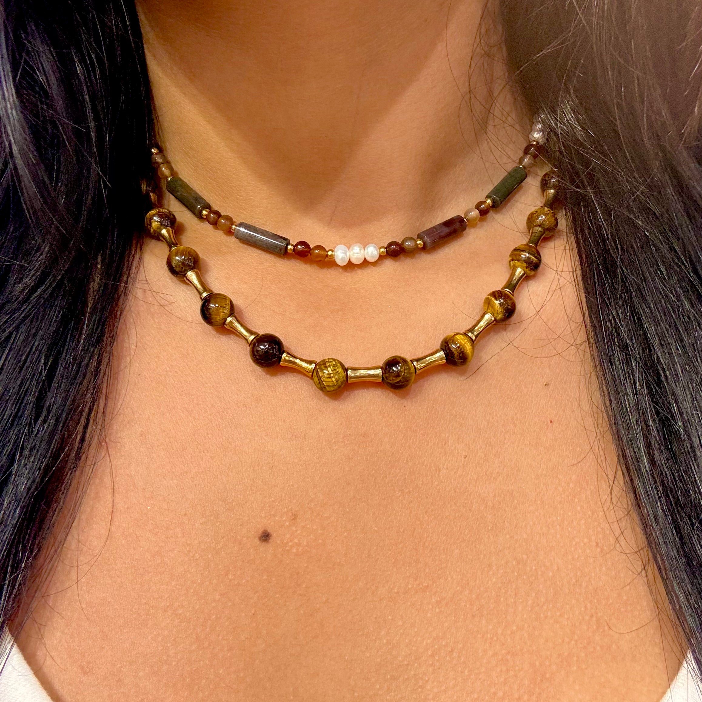Agate + Pearl Beaded Necklace