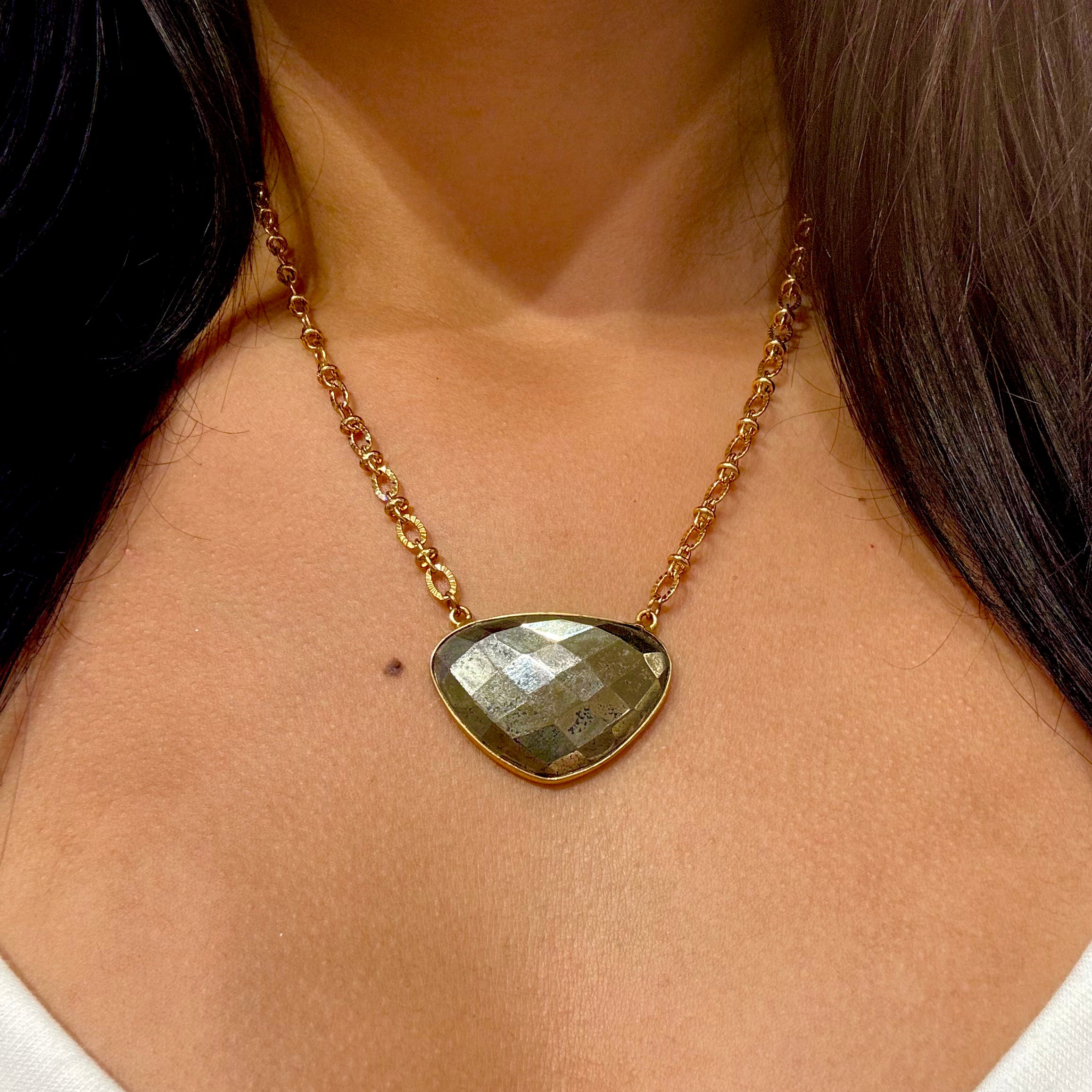 Pyrite Protective Shield Necklace