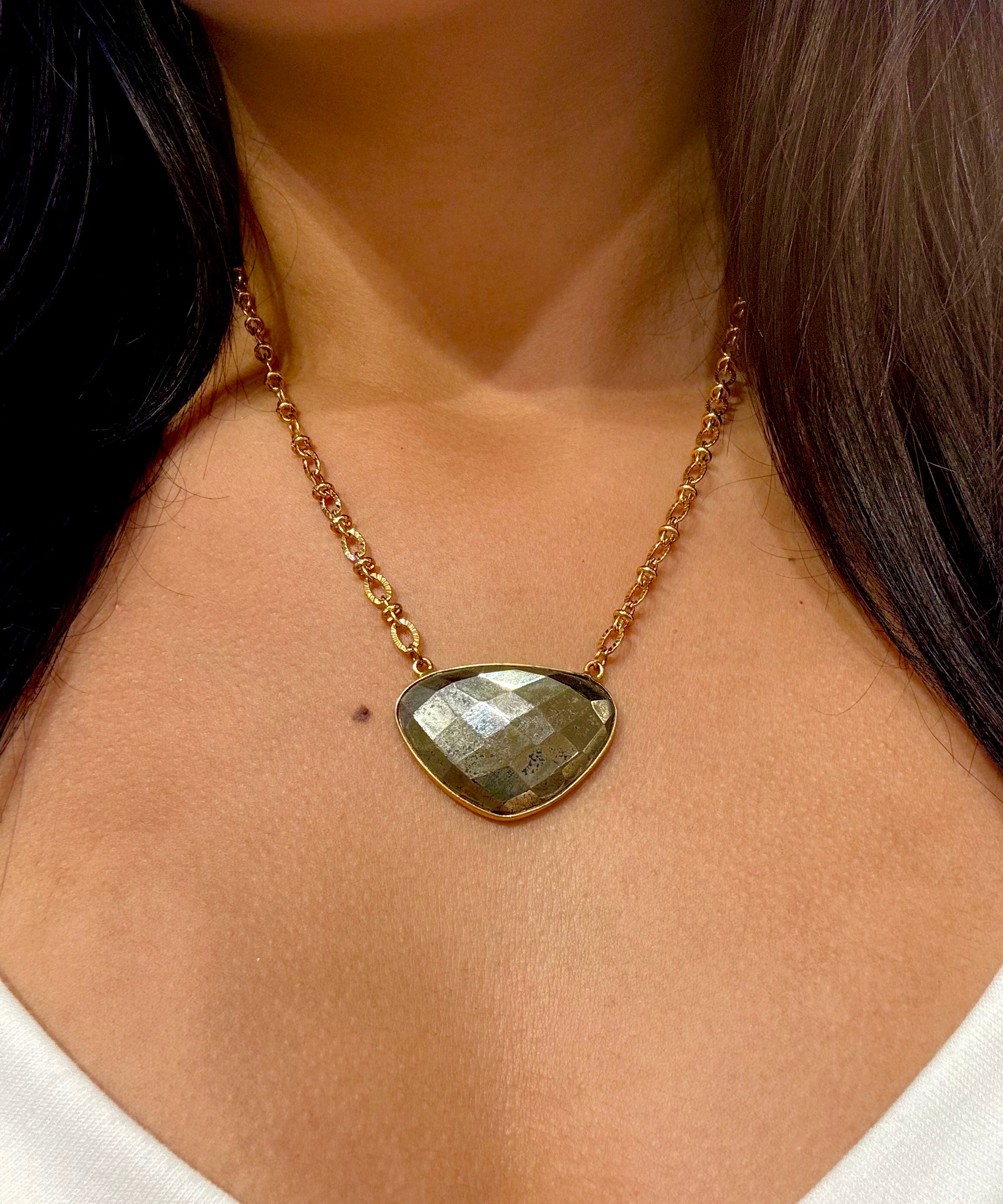 Pyrite Protective Shield Necklace